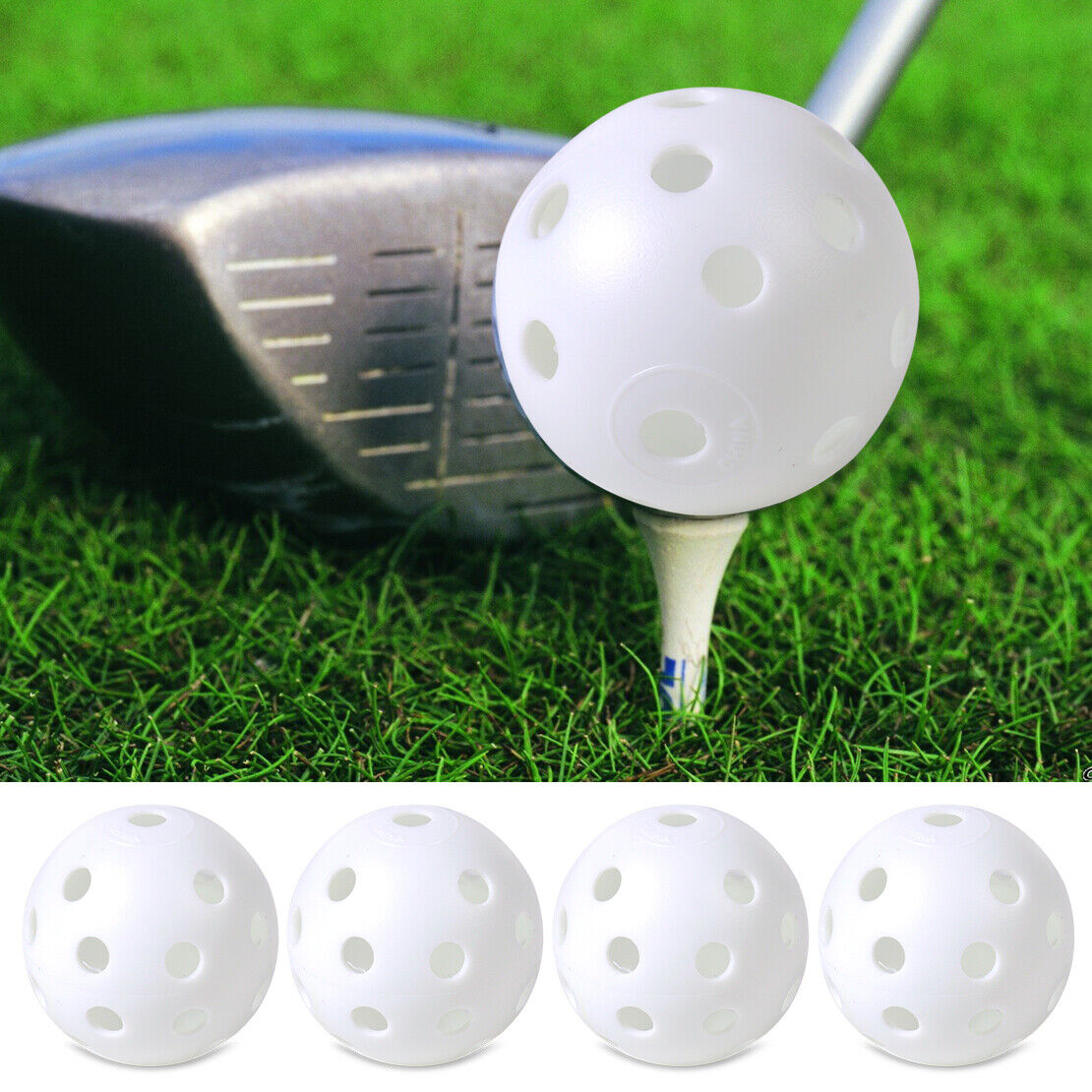 100 White Golf Balls Practice Sports Training Airflow Balls Hollow Perforated Li