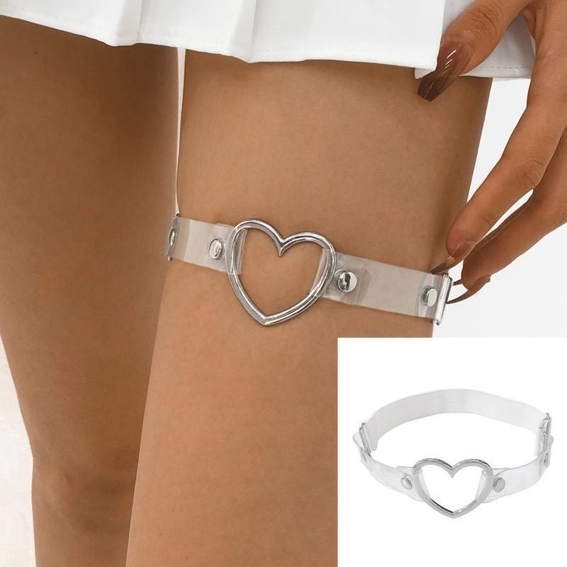 Fashion PU Leather with Heart Decor Leg Chain Women Thigh Chain Gothic Jewelry