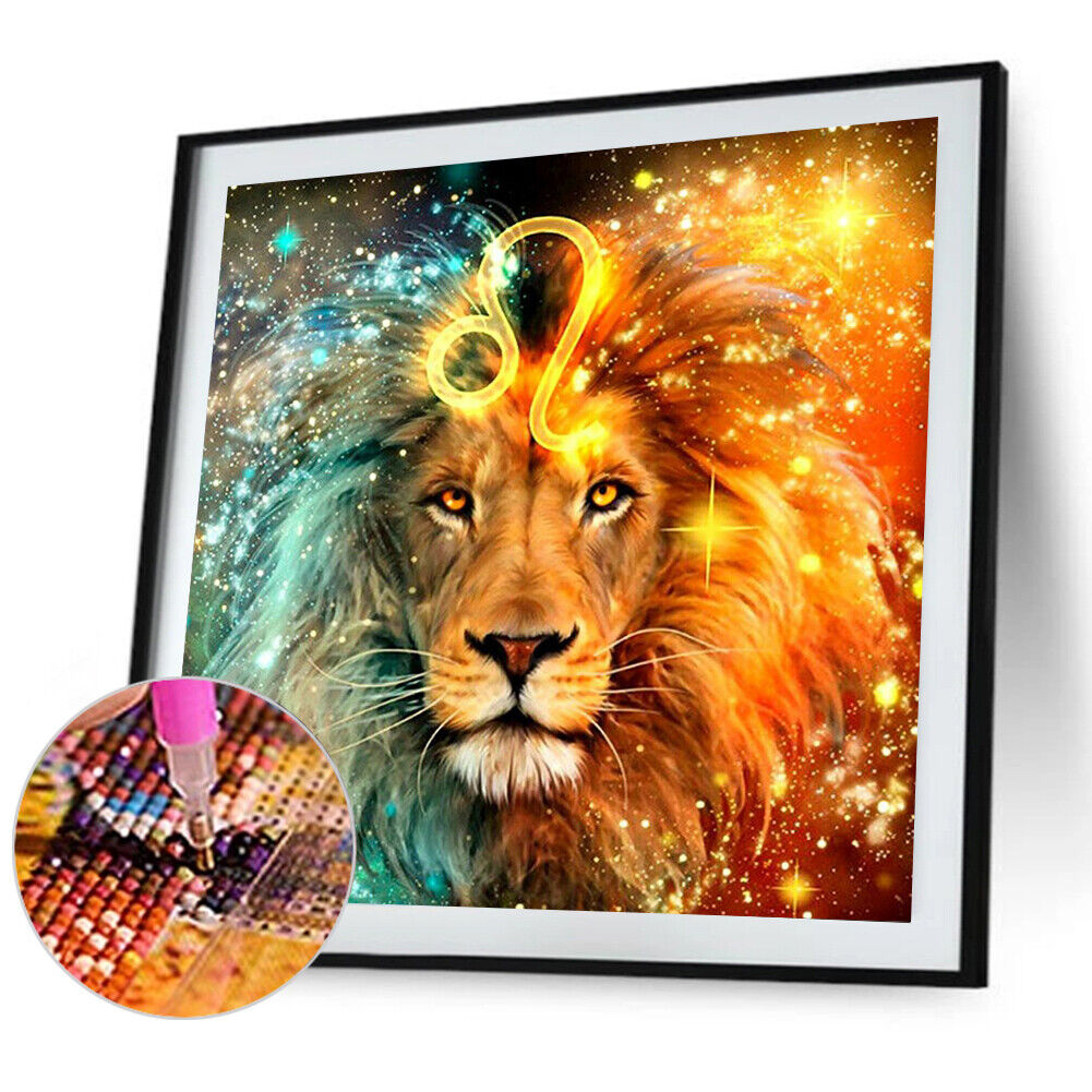 Home Handmade DIY Full Square Drill Diamond Painting 5D Lion Poster Kit