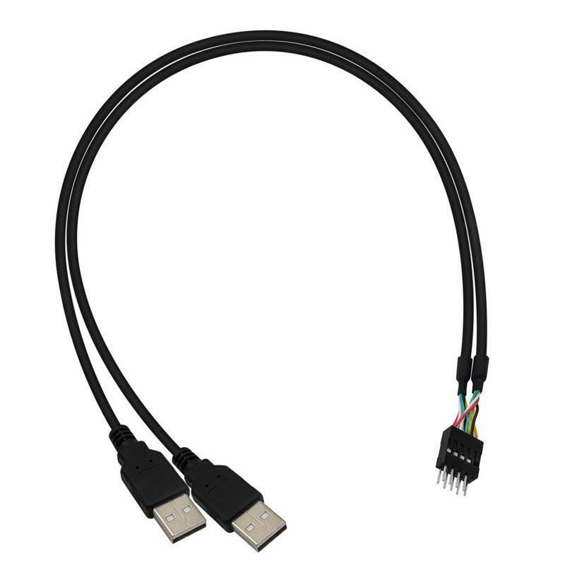 2x USB 2.0 Type A Male Head to Computer Case Motherboard 9pin Header Cable 20''