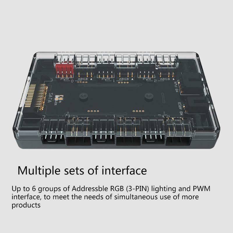 ARGB+PWM HUB Magnetic Suction Hub with 6x4Pin PWM 6x3Pin ARGB Light Port
