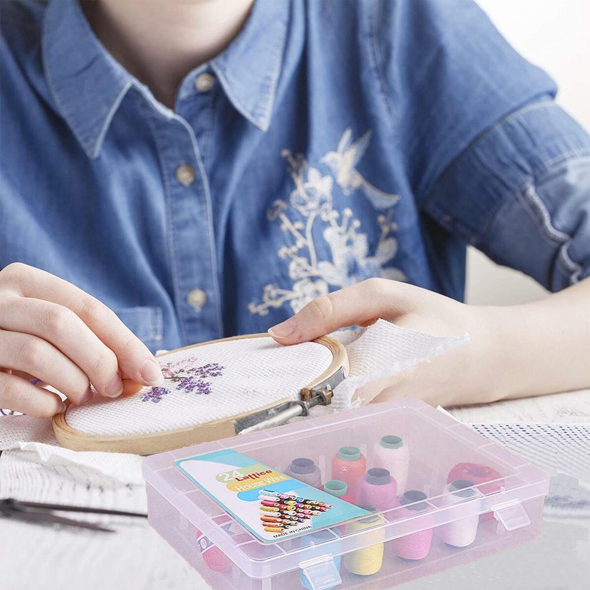 2x Large Durable Sewing Thread  Craft Case 24x14cm Sorting Holder