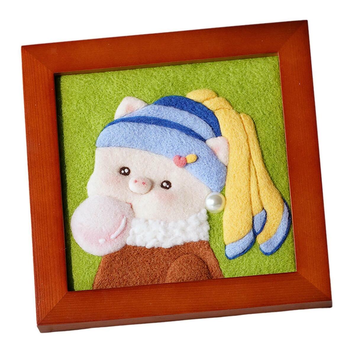 2 Pieces Wool Needle Felt Kit, Painting Picture Ornament Gift for