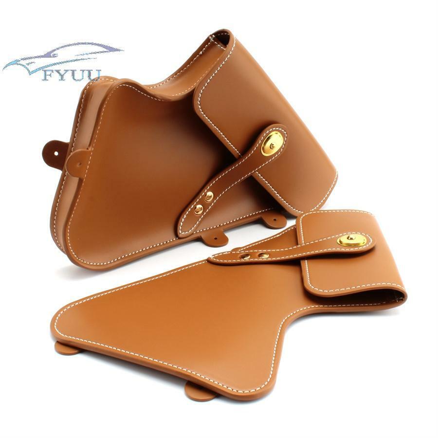 1 Pair Side Bag Brown PU Leather Motorcycle Storage Bag For BMW R Nine T 2014-Up