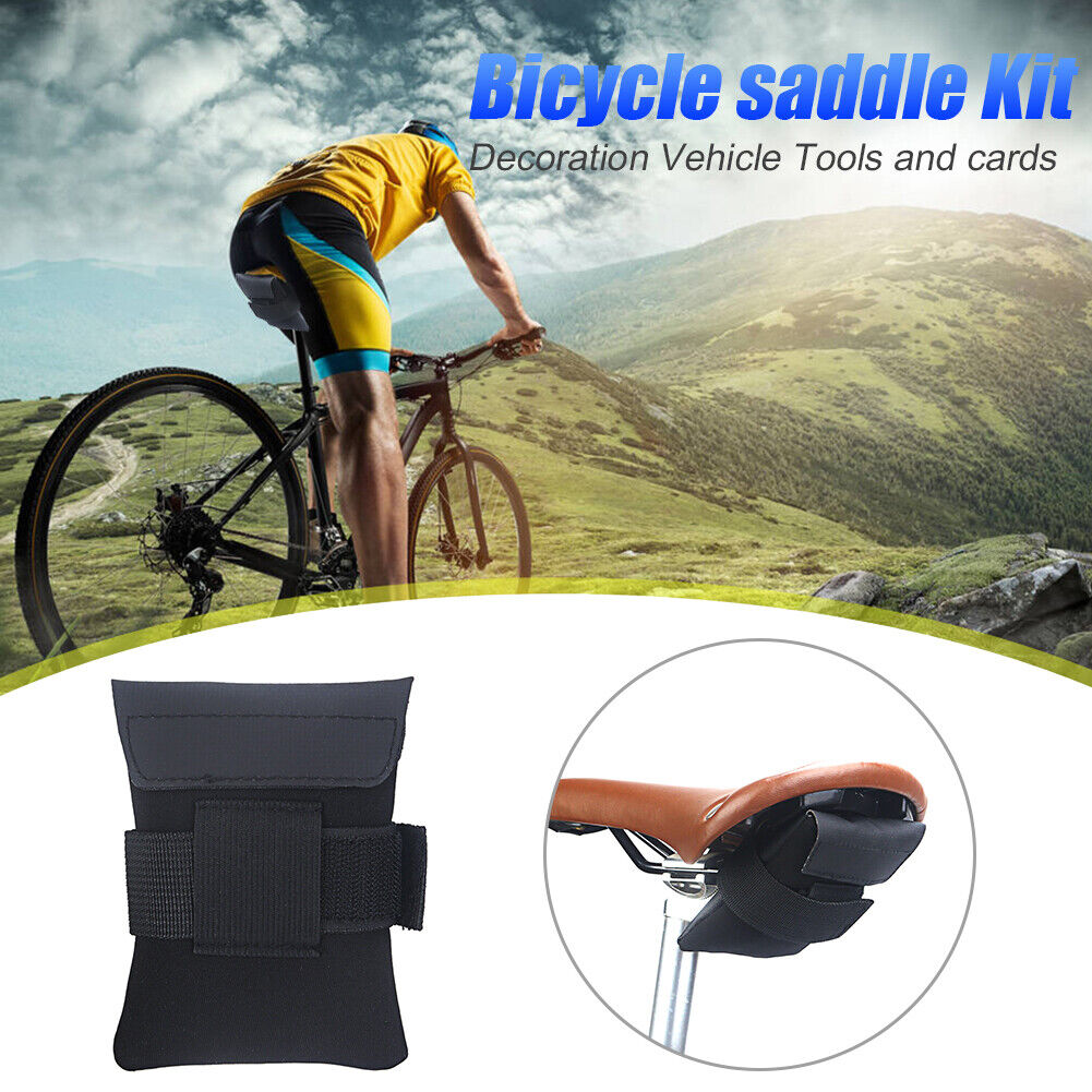 Bicycle Saddle Bag Folding Bike Seat Cushion Toolkit Cycling Pouch (Black)