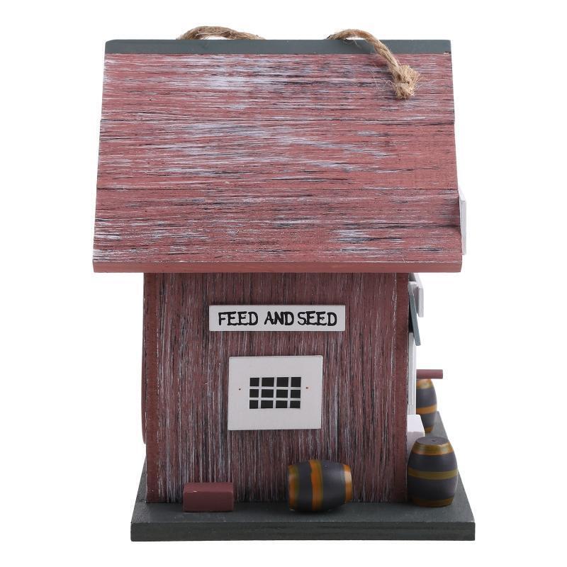 Small Bird House for Outdoor Hanging Natural Wood Outside Garden Patio Decor
