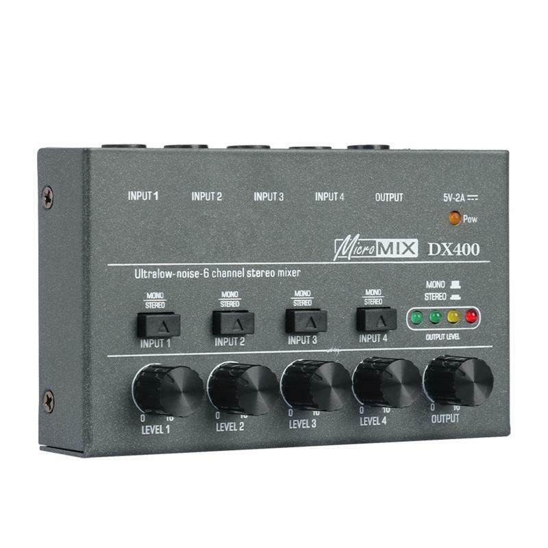 Ultra Compact DX400 Audio Mixer KTV Karaok 4 Channel Professional Sound Mixer