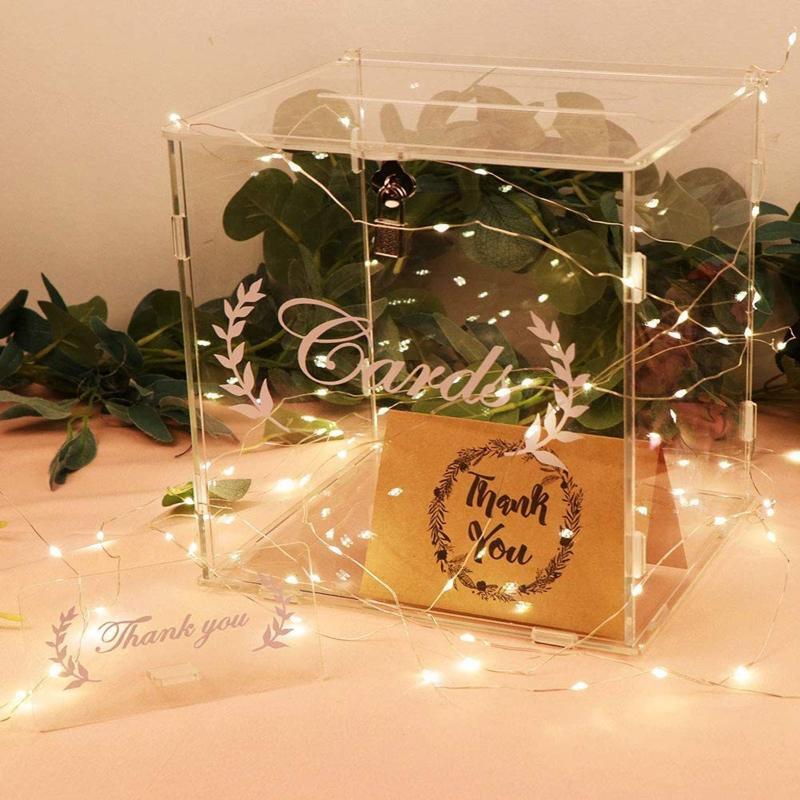 Acrylic Wedding Card Box with Sign Lock Clear Card Case for Wedding Reception