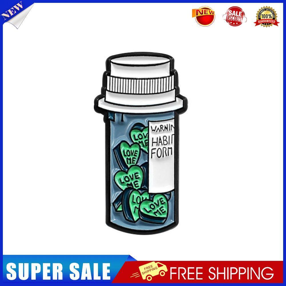 Fashion Capsule Love Shape Pills Bottle Pin Brooch Clothes Badge (Style 1)