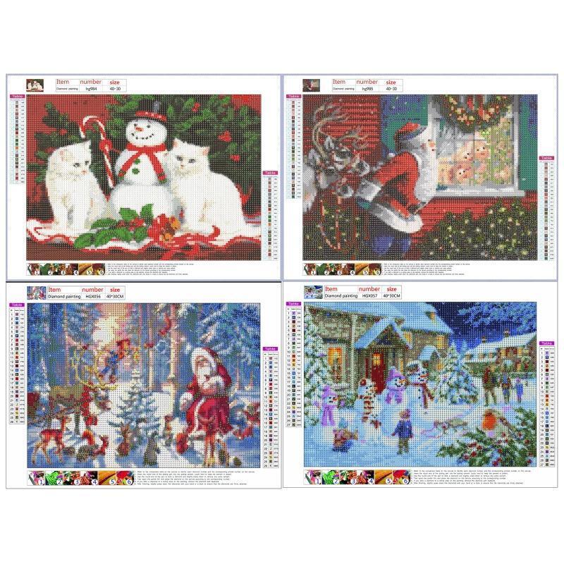4 Sets Christmas Snowman 5D Full Drill Diamond Painting Embroidery Cross Stitch