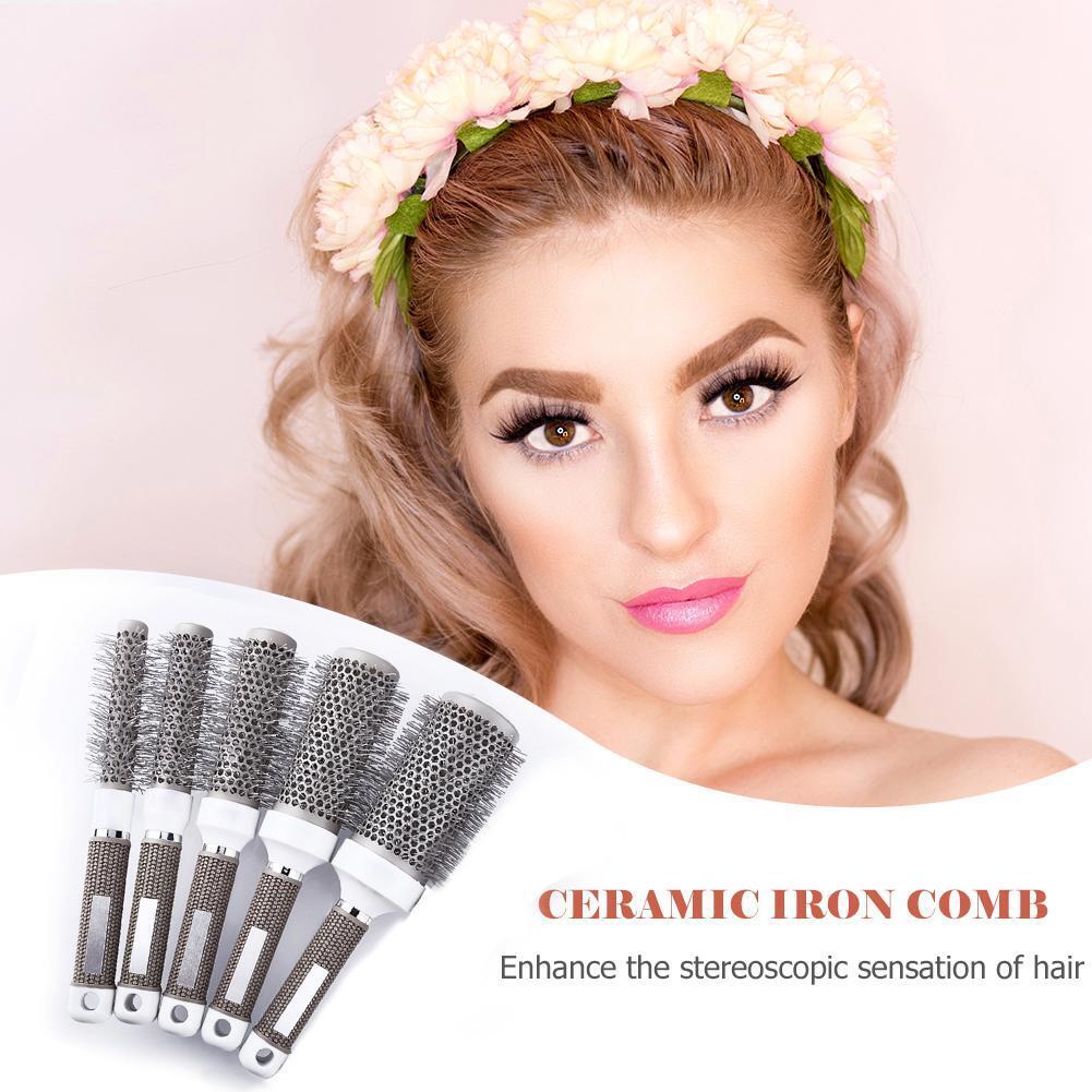 5pcs/set High Temperature Resistant Ceramic Iron Round Hair Comb Hairbrush