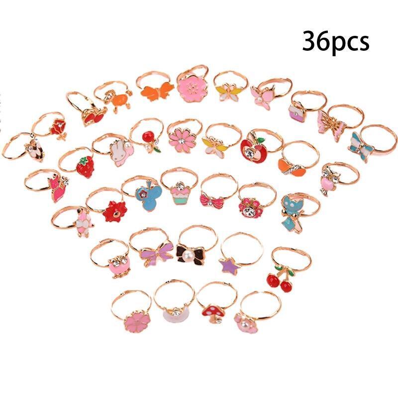 36x Cartoon Children Rings Novelty Adjustable Finger Rings Party Favors for Kids