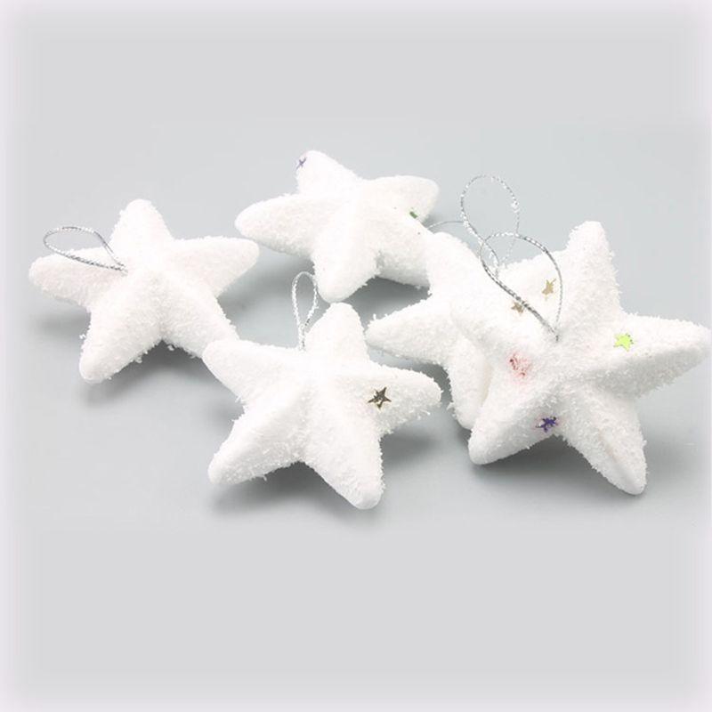 6 PCS White Five-Pointed Star Ornament Christmas Topper Tree Star Mini Tree Star