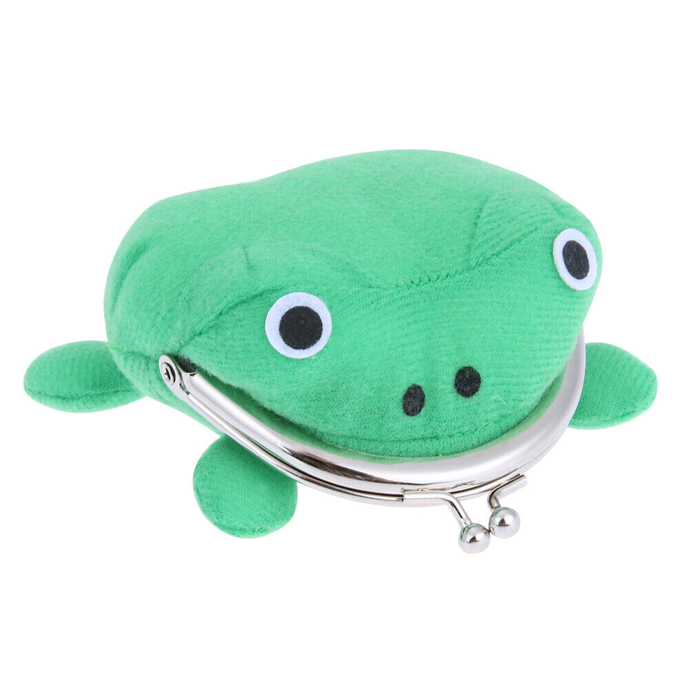 Portable Cartoon Frog Mini Coin Purse Fleece Key Holder Kids Wallet Green