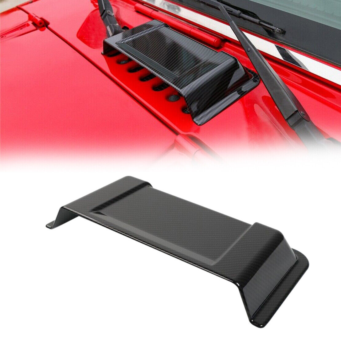 CarbonFiber Style Hood Air Vent Scoop Cover Fit for Jeep Wrangler JK TJ 1997-17