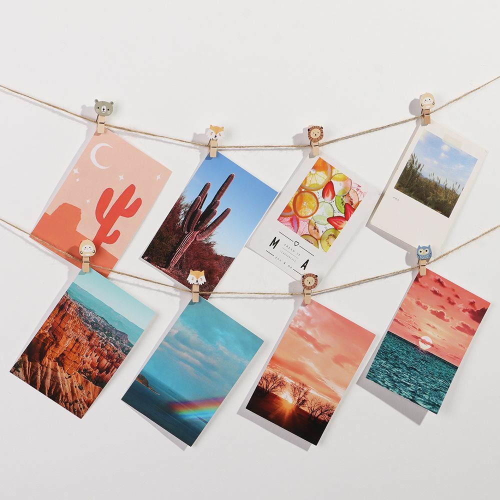 Desk Decoration Cute With Hemp Rope Photo Clip Craft Decoration Wooden Clip