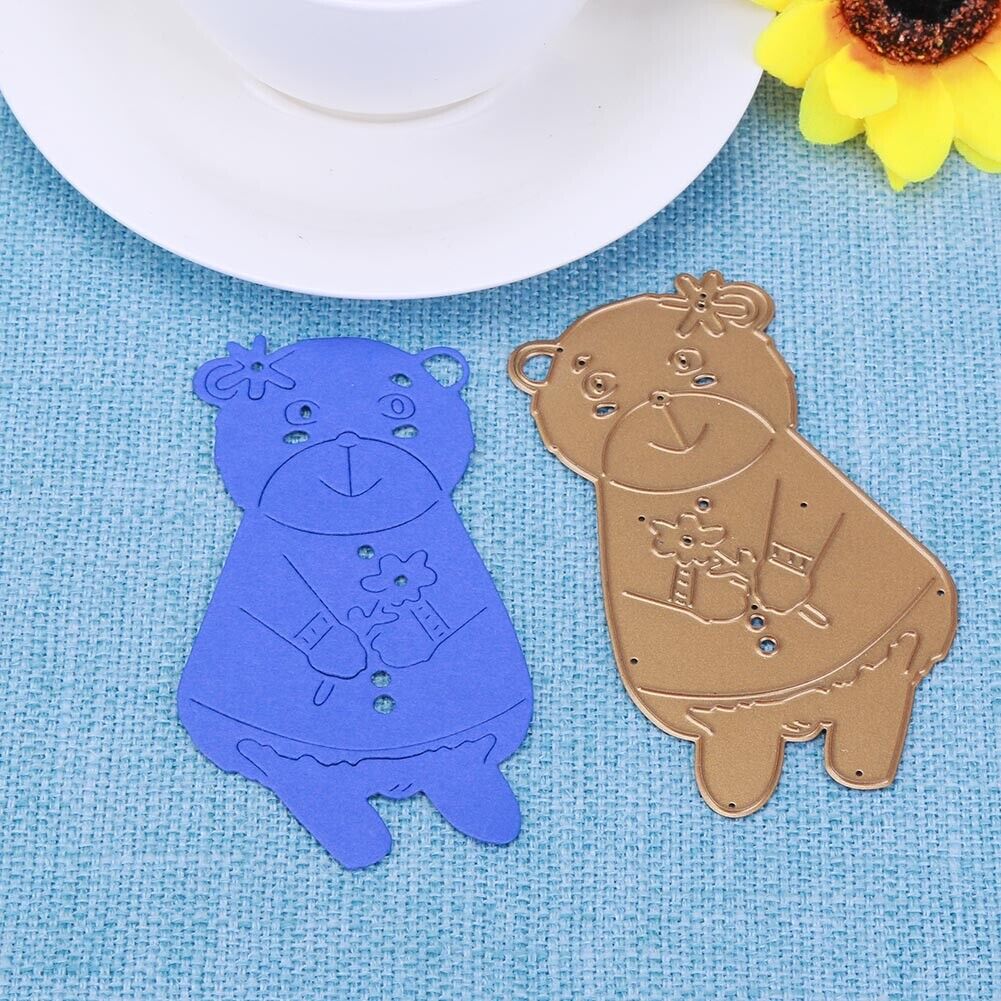 Bear Wear Flower Cutting Dies Stencils Scrapbook Embossing DIY Craft Card -