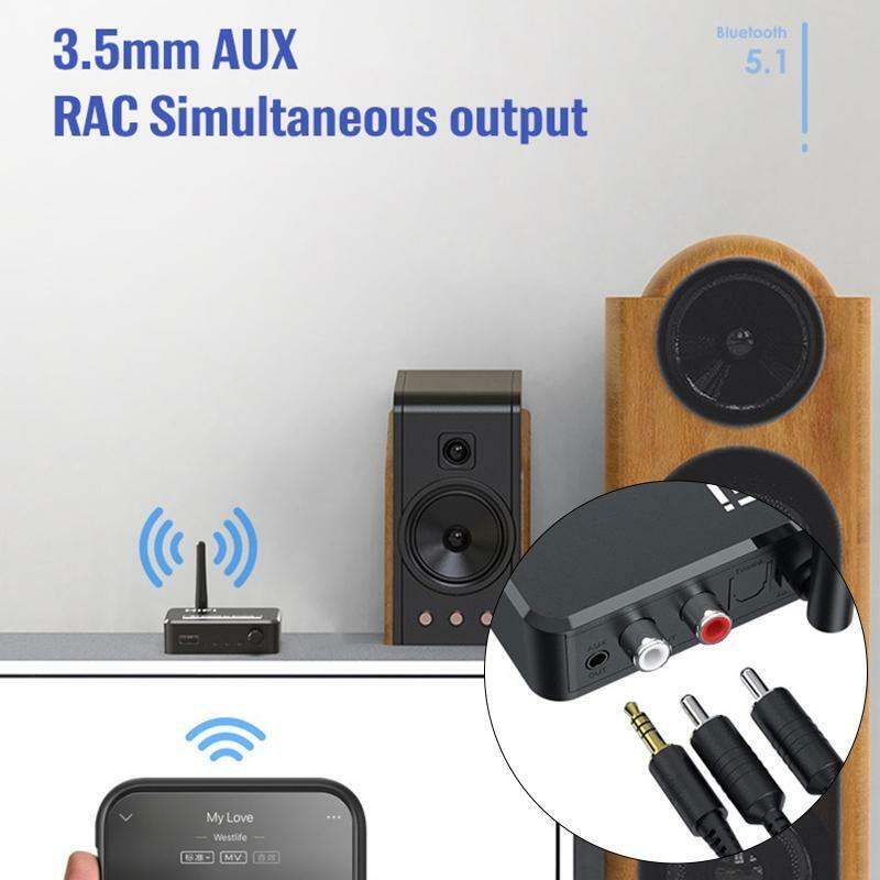Audio Transmitter and Receiver 3.5mm AUX Wireless Bt Adapter Smart Black