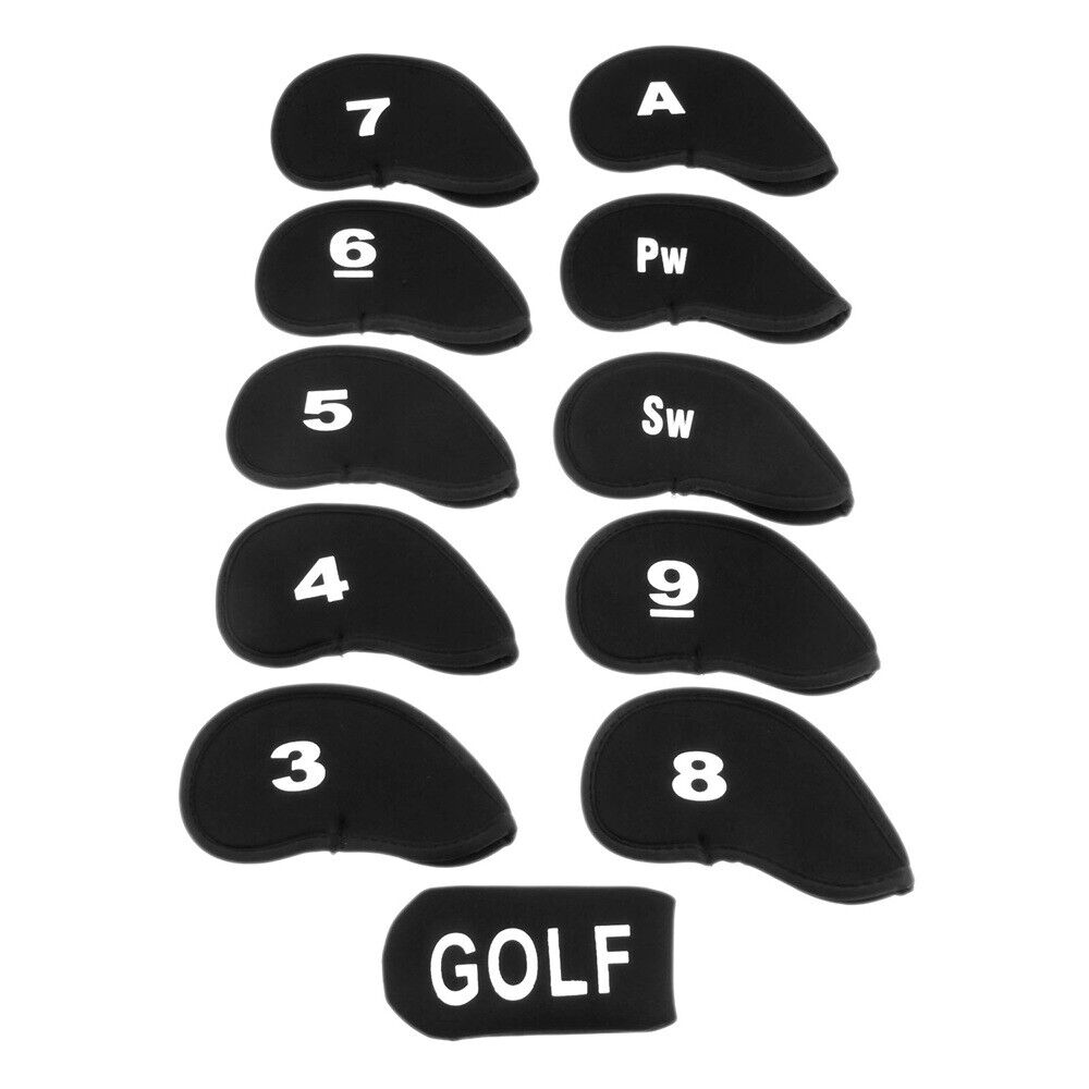 PRO Black Golf Head Covers Golf Iron Protector Case Cover With Numbers 11pcs/Set