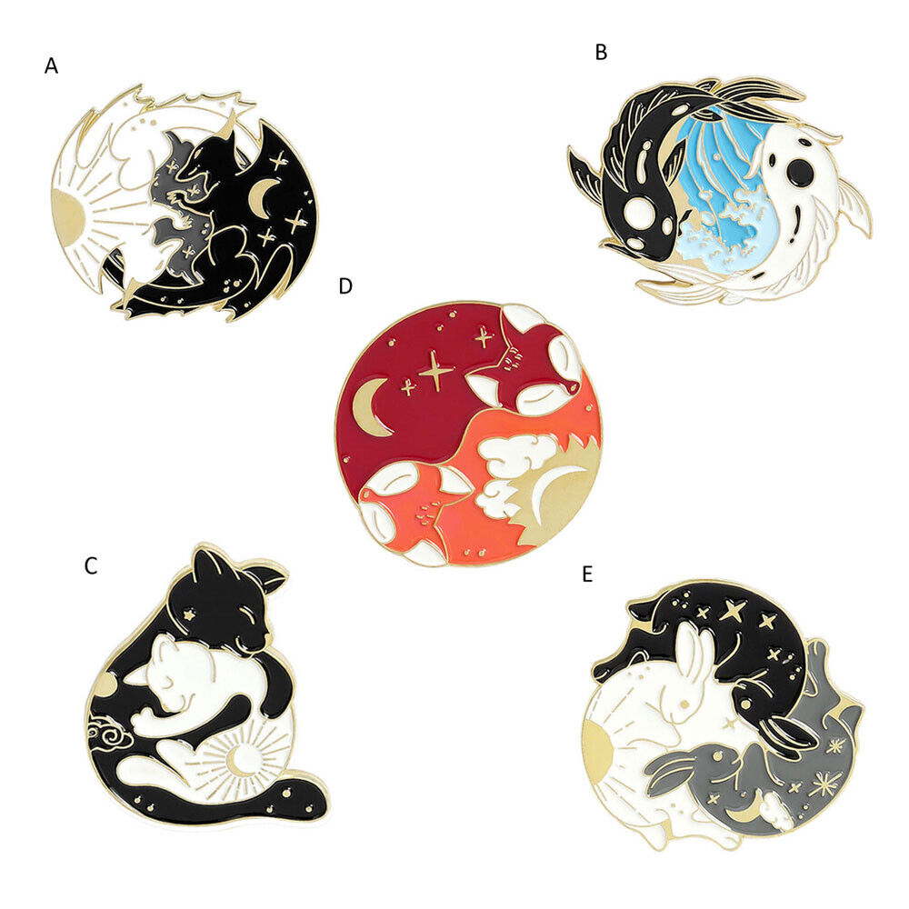 Animal Rabbit Fox Brooch Costume Jewelry Bagua Chart Brooch Enamel Badge