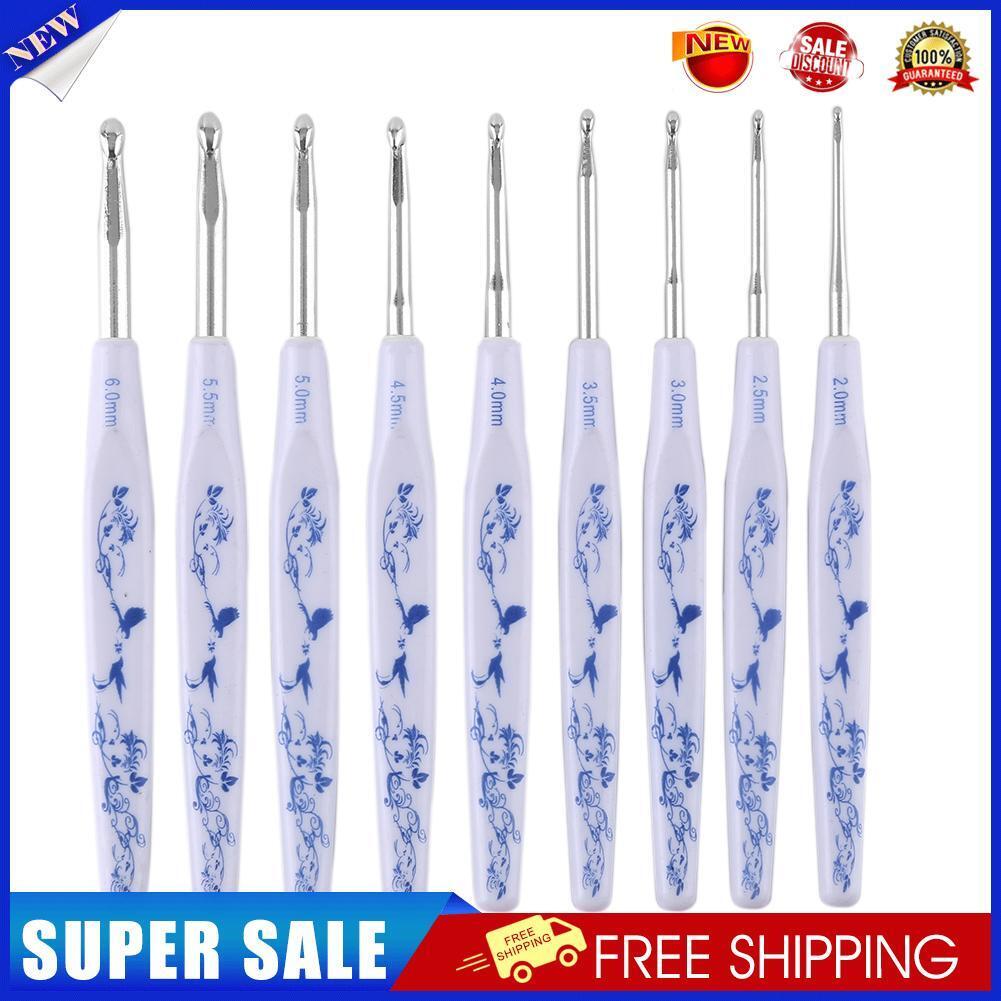 9pcs 2-6mm Crochet Hooks Kit Scarf Knitting Needle Sweater Weave Craft Gift
