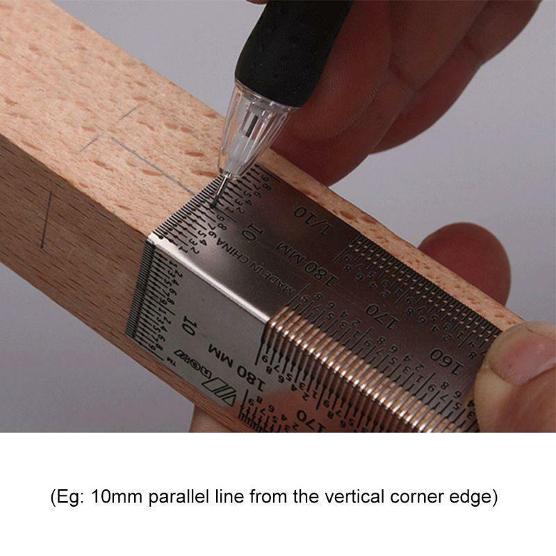 Woodworking 180mm Bend Rules Marking Rule Scriber for Dual-Surface Layout Ruler