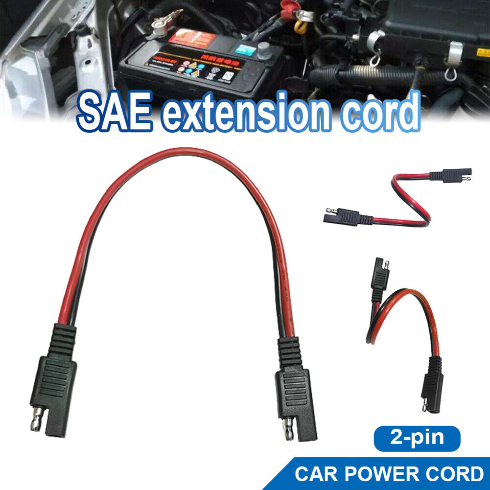 2 Pin Plug Wire 14AWG 30cm SAE to SAE Power Automotive Extension Cord Cable