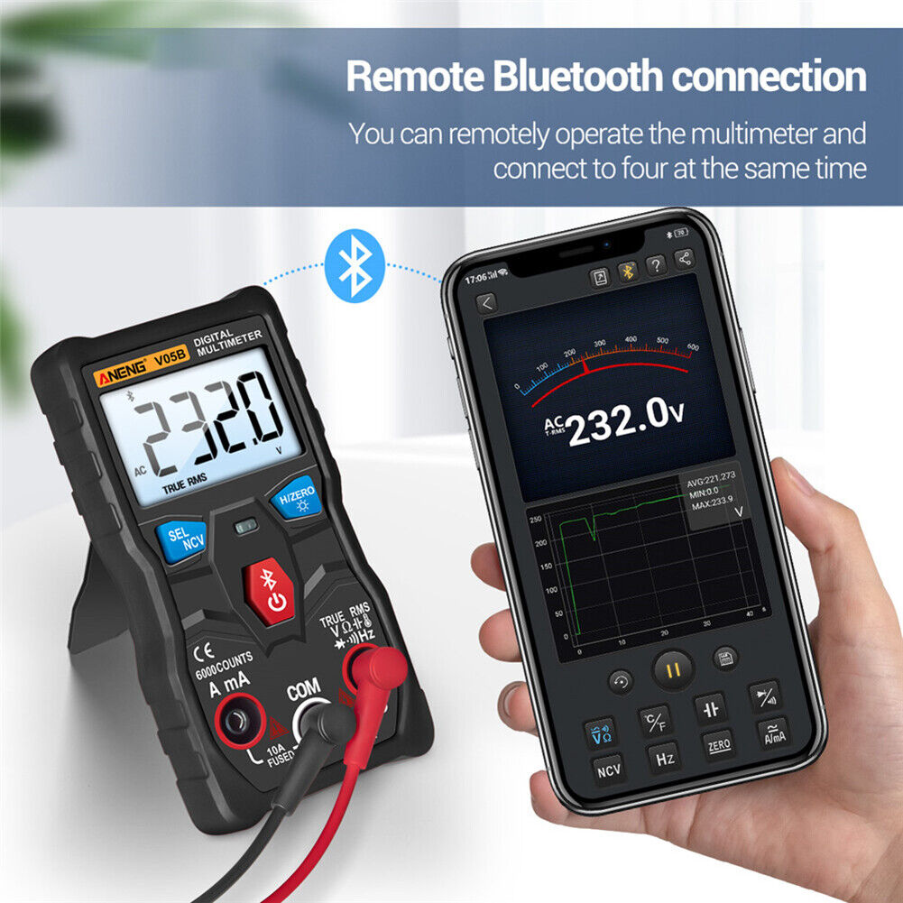V05B Digital Bluetooth-compatible Multimeter True RMS Auto Range Voltage Me