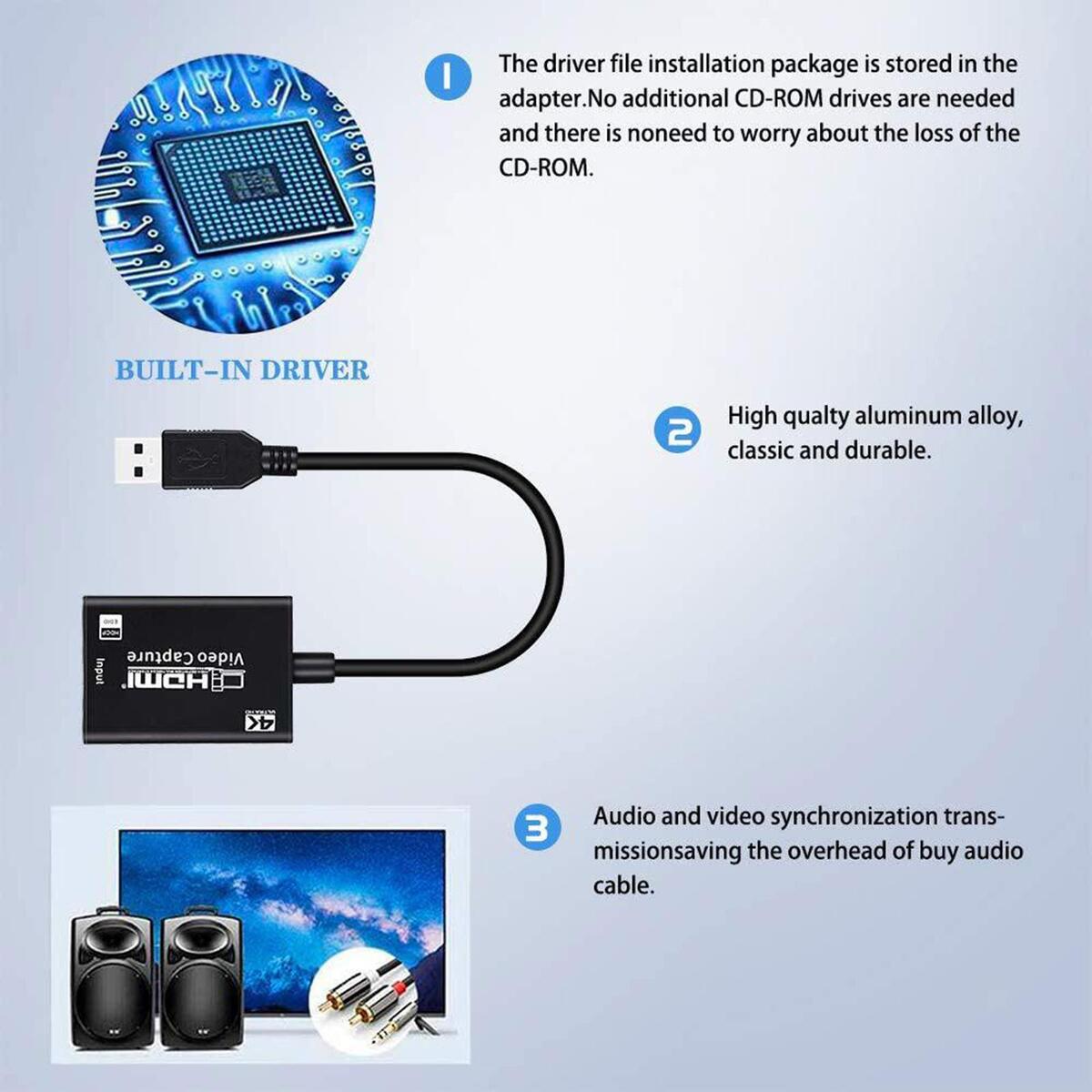 Audio Video  Card, USB 3.0 HD 1080P  Adapter to Computer for