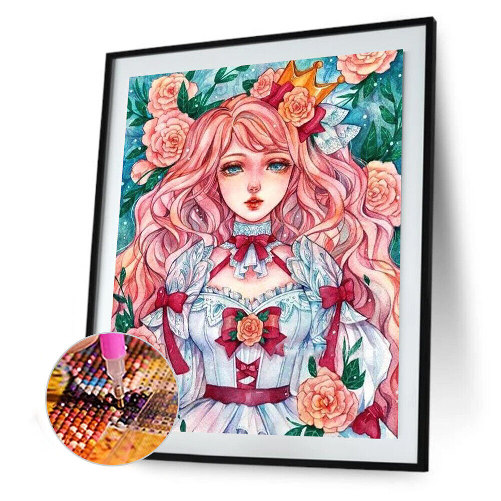 Girl Flowers 5D DIY Full Drill Diamond Painting Rhinestone Wall Art (DM293)