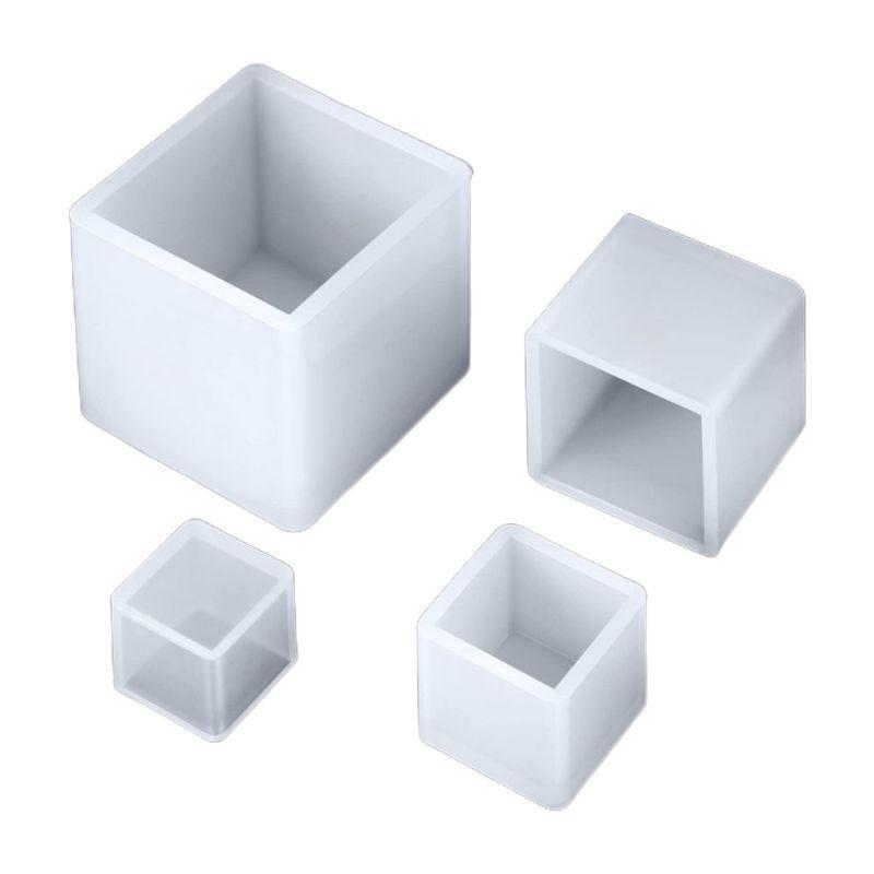 4Pcs DIY Craft Candle Mold Cube Crystal Jewelry Pendant Casting UV Epoxy Mold