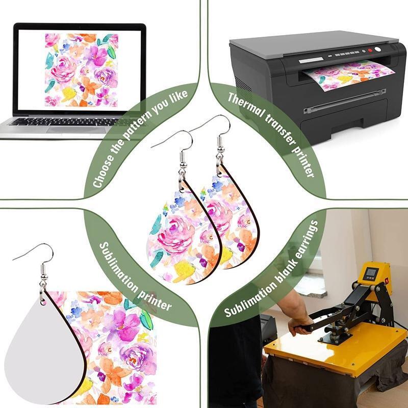 12PCS Sublimation Heat Transfer Earring Unfinished Wood Earring DIY Making Craft