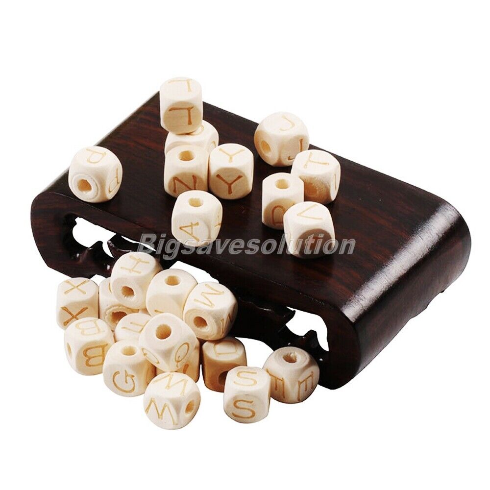 26Pcs/set 12mm Alphabet Letter Beads Cube Square Wooden Spacer Beads Handcraft