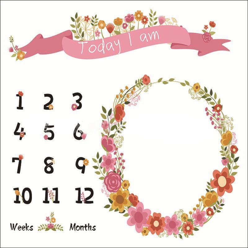 Milestone Blanket Baby Cartoon Wreath Infants Monthly Photo Props Accessories