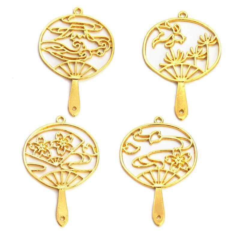 Handmade 4x Open Bezel Setting Mt Fuji Style Fans Metal Frame for DIY Jewelry
