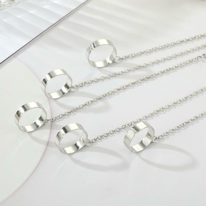 Metal Chain Wrist Link Bracelet Men Ring Charm Set Couple Fashion Jewelry Gifts