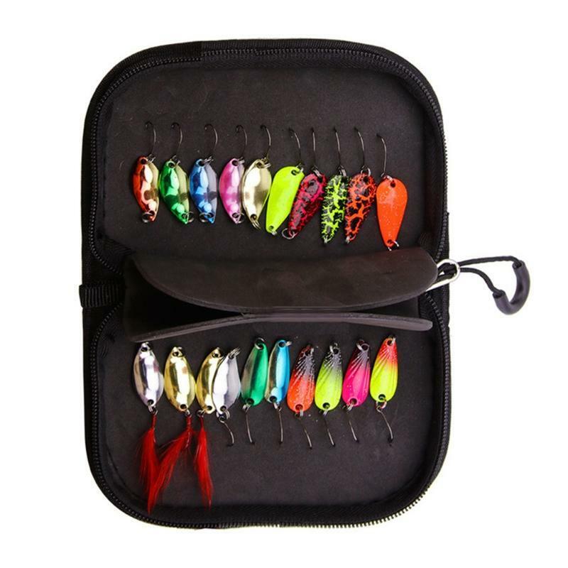 20Pcs Sequin Fishing Spinner Swimbait Freshwater Saltwater Baits Hooks with Case