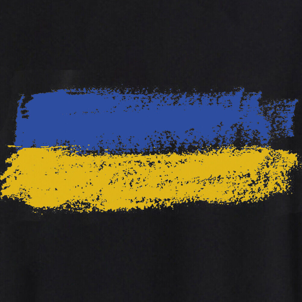 Ukrainian Flag Print Round Neck T-shirt Tee (Black XXL)