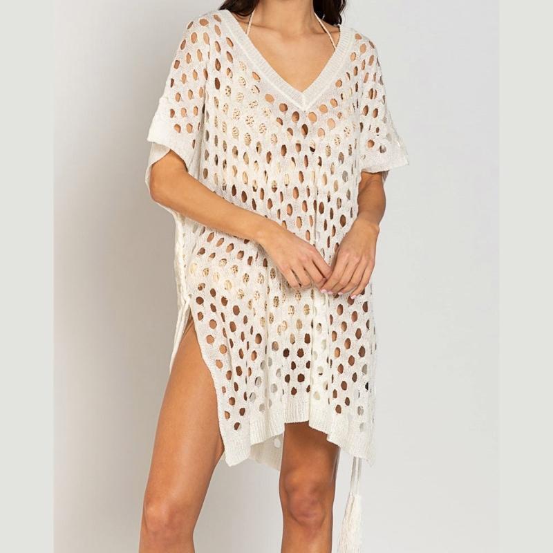 Loose Knitting Cover Ups Swimwear Hollow Out Dress Beachwear Cover Ups for Women