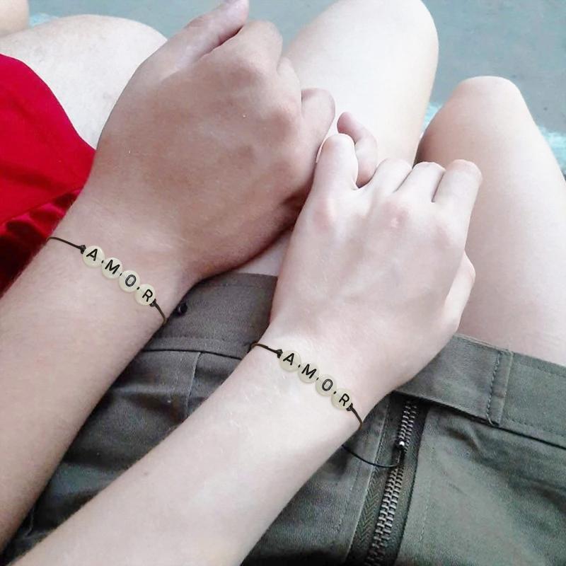 2x Pinky Promise Bracelets Friendship Couple Matching Bracelet Luminous Gift