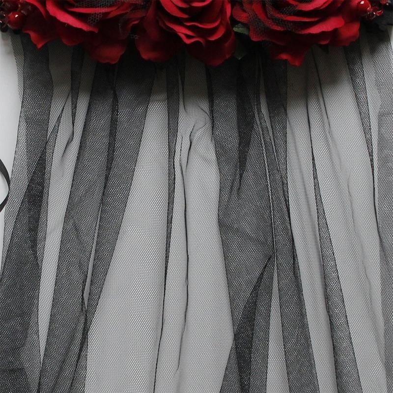 Black Veil Crown Day of the Death Headband Halloween Crown Gothic Headwear