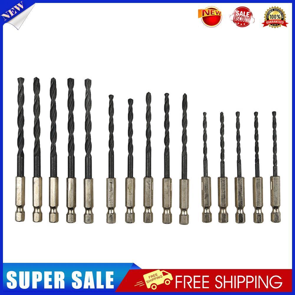15pcs HSS Hex Shank Drill Bits Set Hexagonal Screw Twist Electric Drills