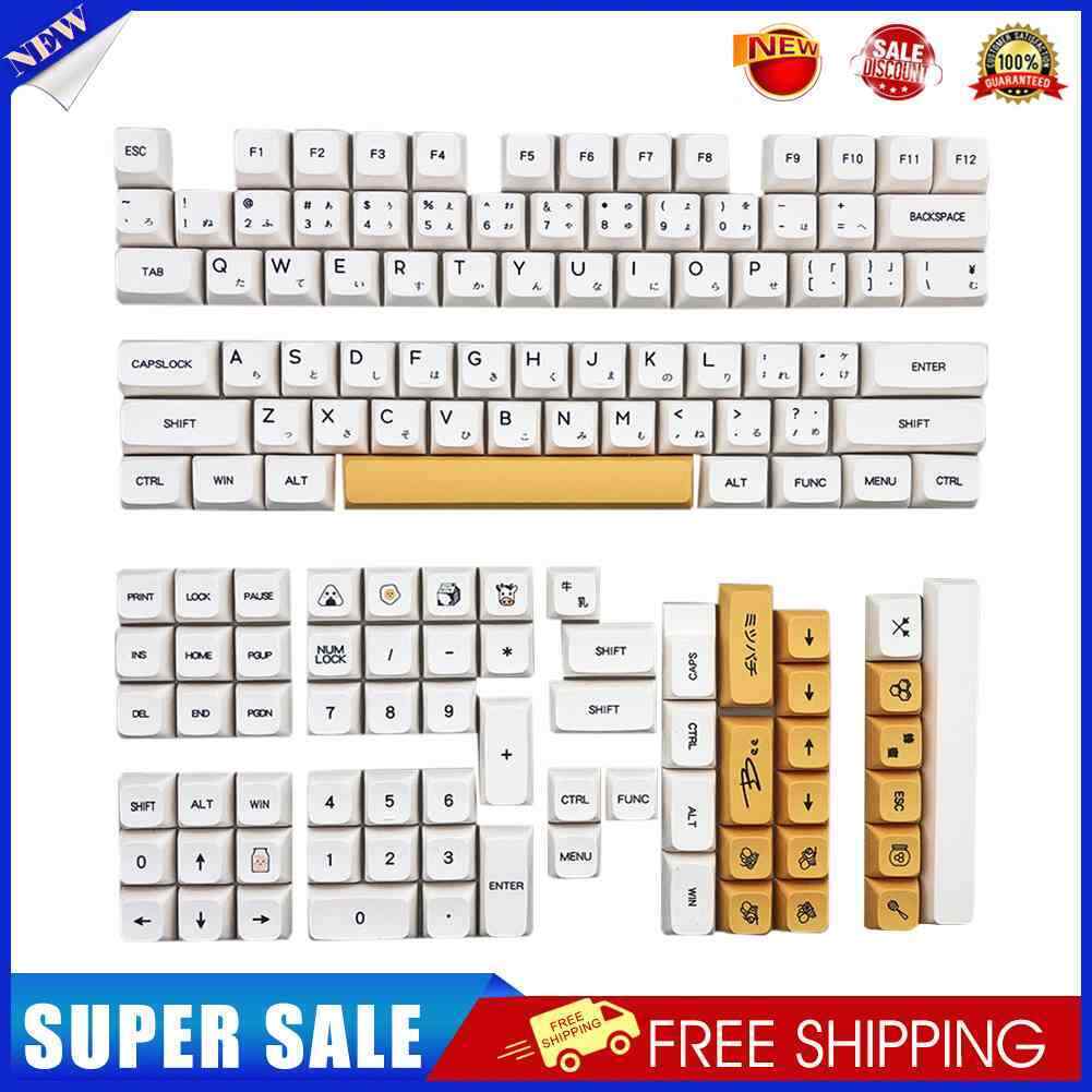 PBT Keycap for MX Switch Mechanical Keyboard Accessory (Bee Milk Japanese)