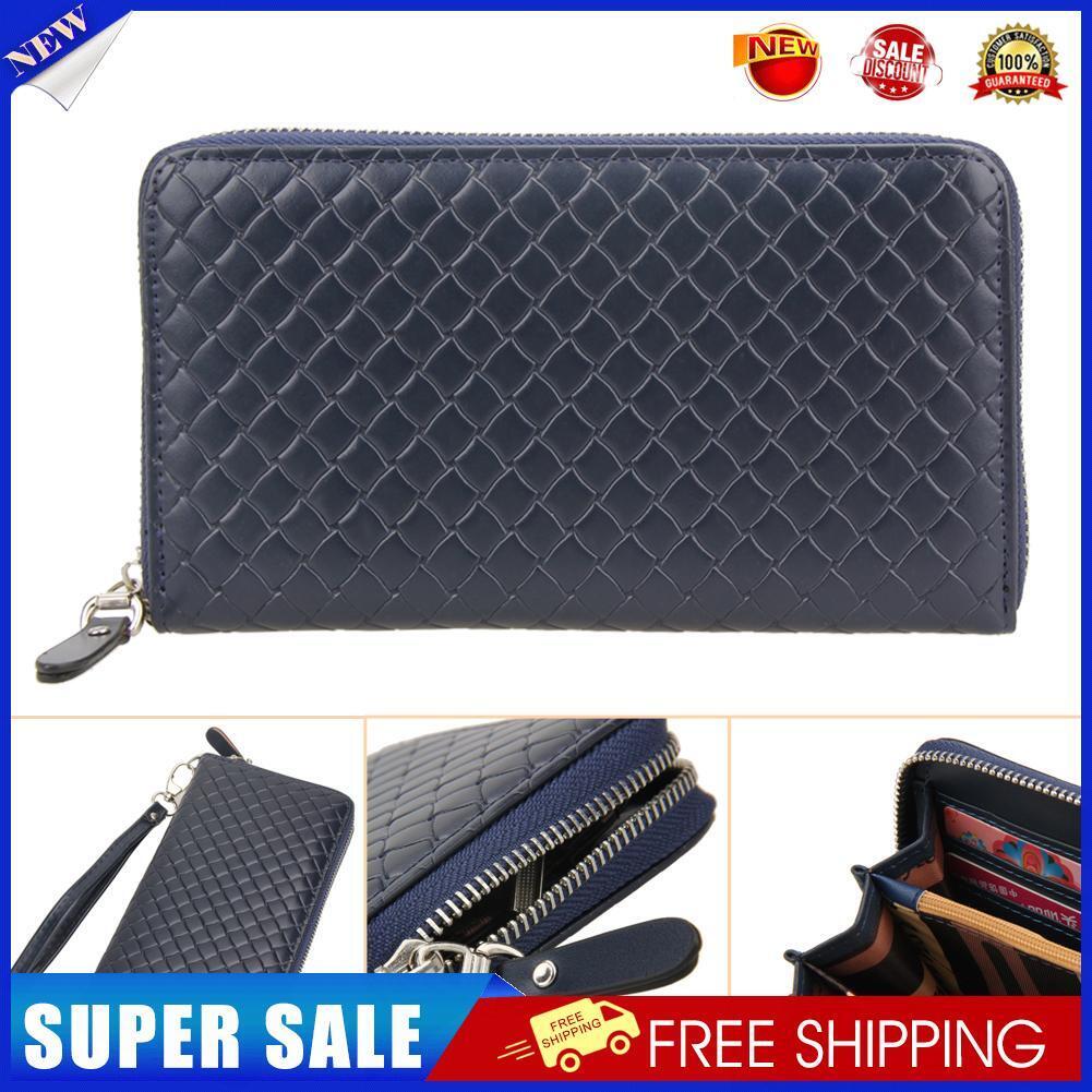 PU Long Leather Wallet Men Card Holder Business Clutch Handbag (Blue)-12463