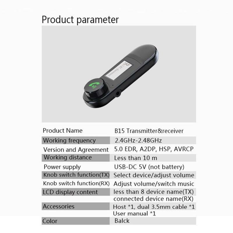 2in1 Wireless PC USB Micro Adapter Mini Bluetooth-compatible 5.1 AUX Transmitter