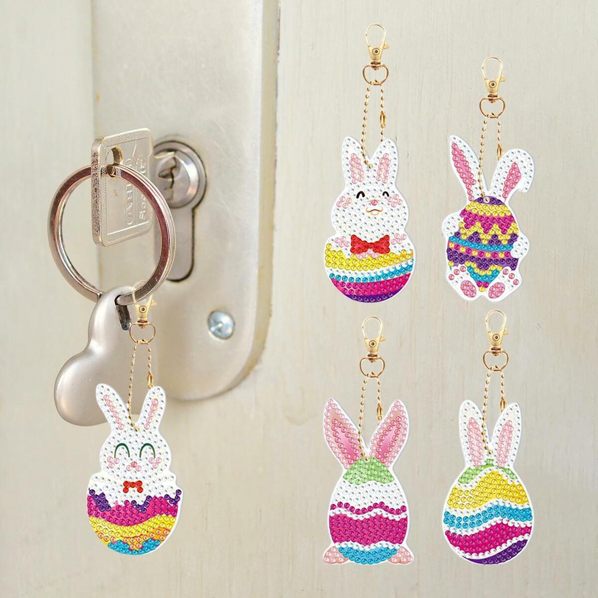 5Pcs 5D DIY  Keychain Easter for  Crystal Mosaic Making