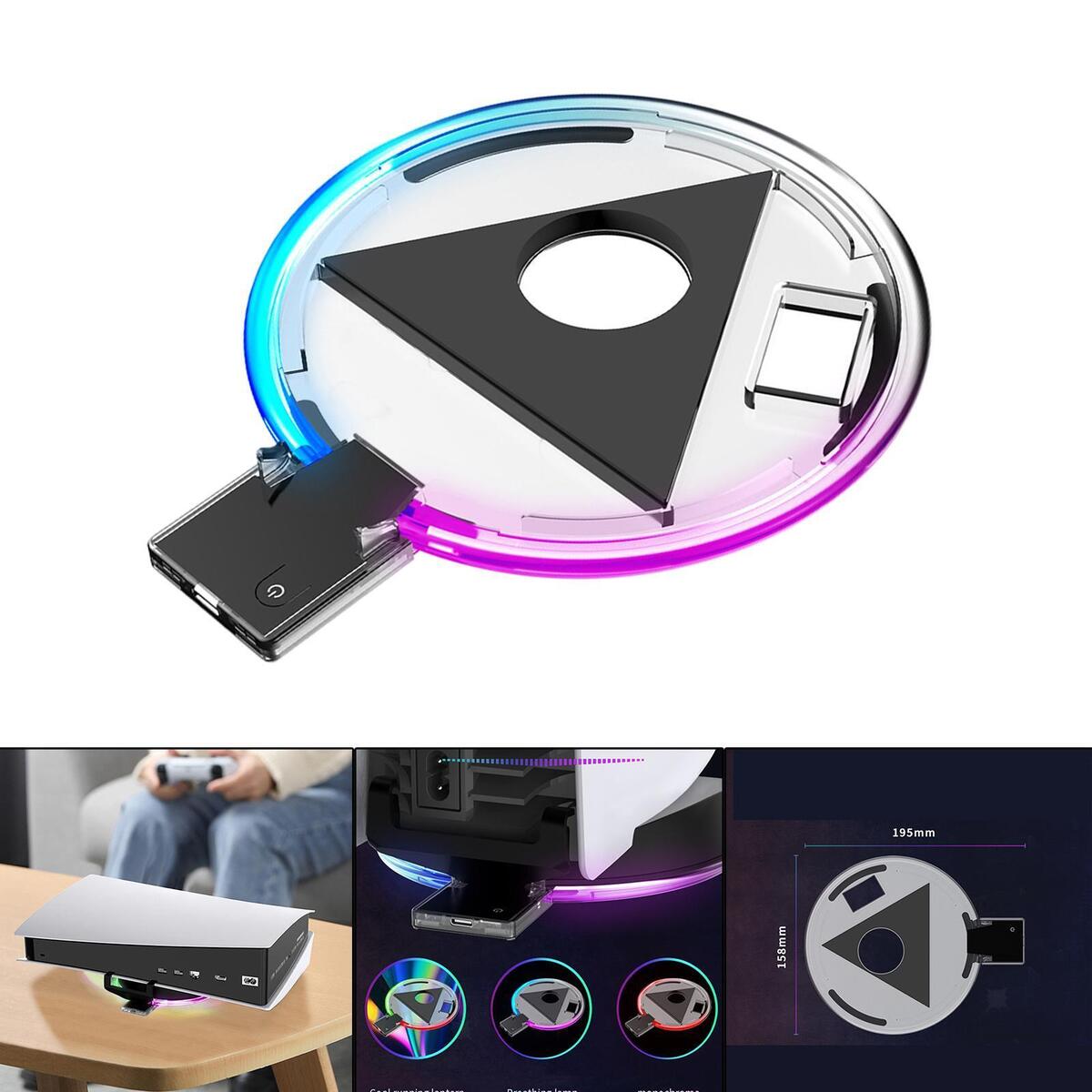 PS5 LED RGB Luminous Base High Efficiency Game Accessories Low Noise Plug and