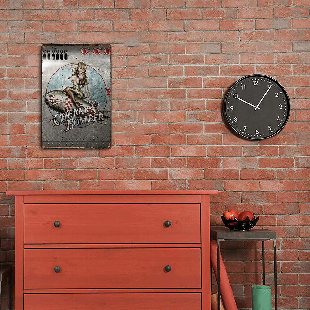 Cherry Bomber Metal Sign Plaque Wall Posters Home Art Painting Decorations