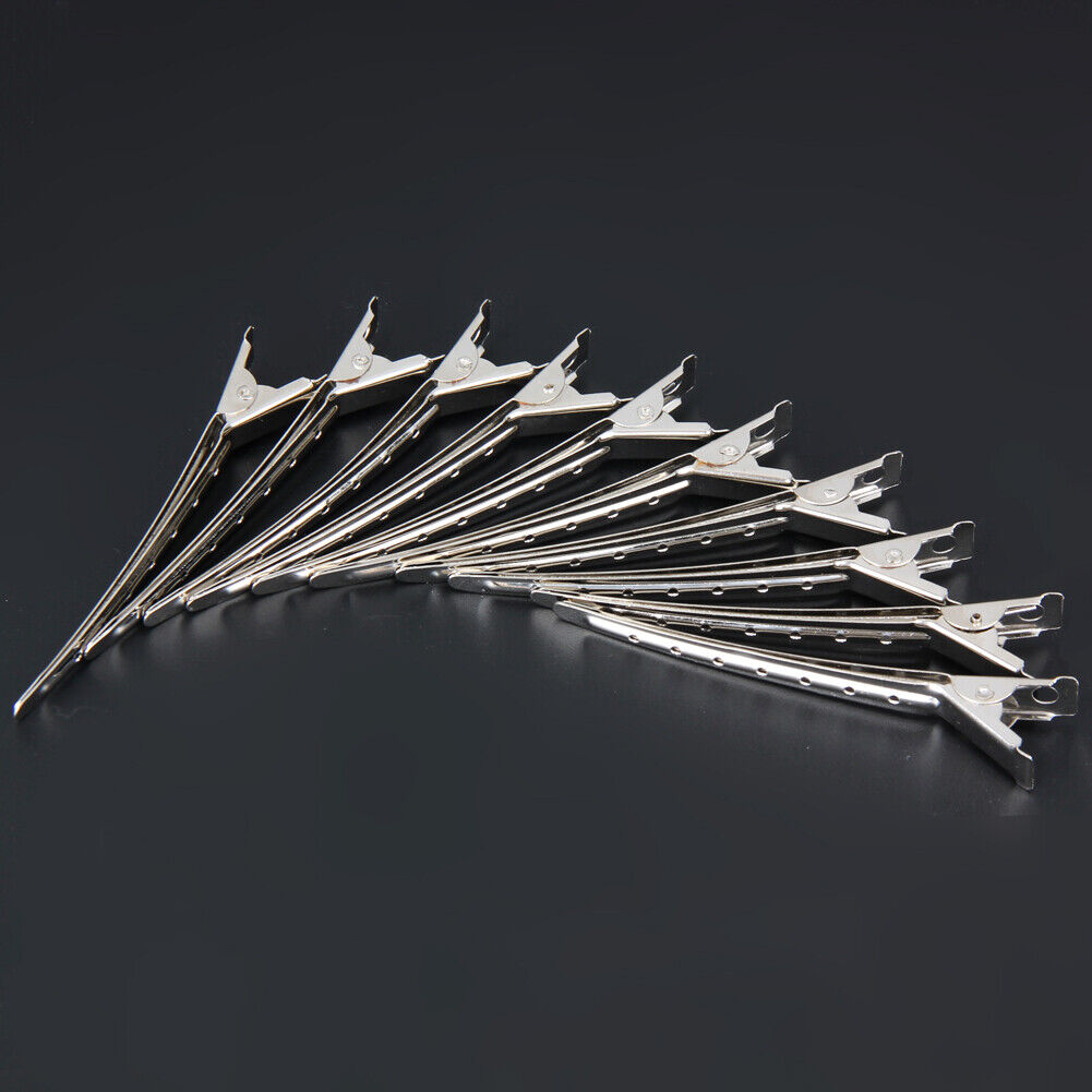 10pcs Hair Clips Hair Stainless Steel Hairdressing Sectioning Clips Clamp