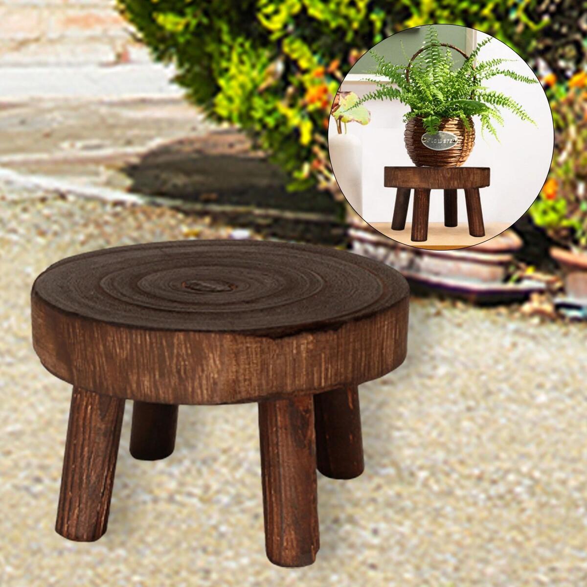 2x Solid Wood Flowerpot Stand Decoration for Balcony Lawn Patio